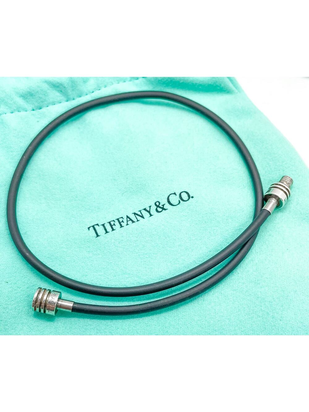 Tiffany & Co Palomo Picasso Groove Rubber Cord Surfer Choker Necklace 15"
